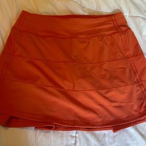 Orange Lululemon Pace Rival Skirt
